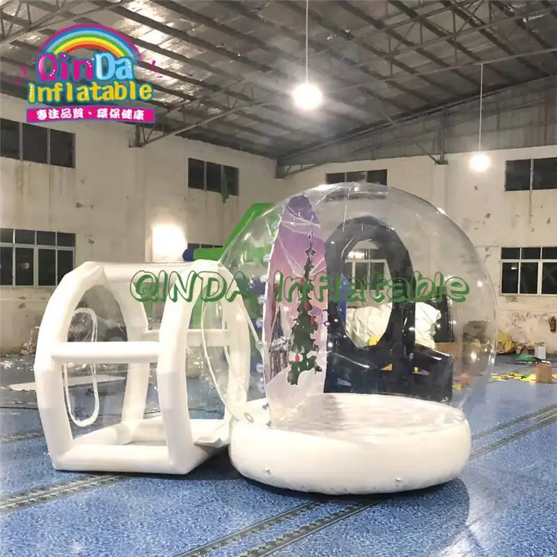 Chrsitmas Party Transparent Inflatable Dome Bubble Tents,Clear Pvc Inflatable Snow Globe With Tunnel Enter