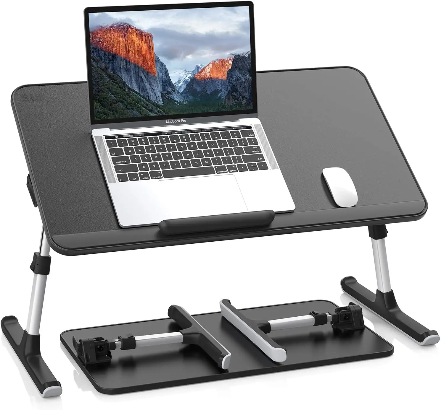 

PU Leather Laptop Bed Tray Table, Adjustable Stand with Removable Stopper, Portable Lap Desk Foldable Legs for Sofa Couch
