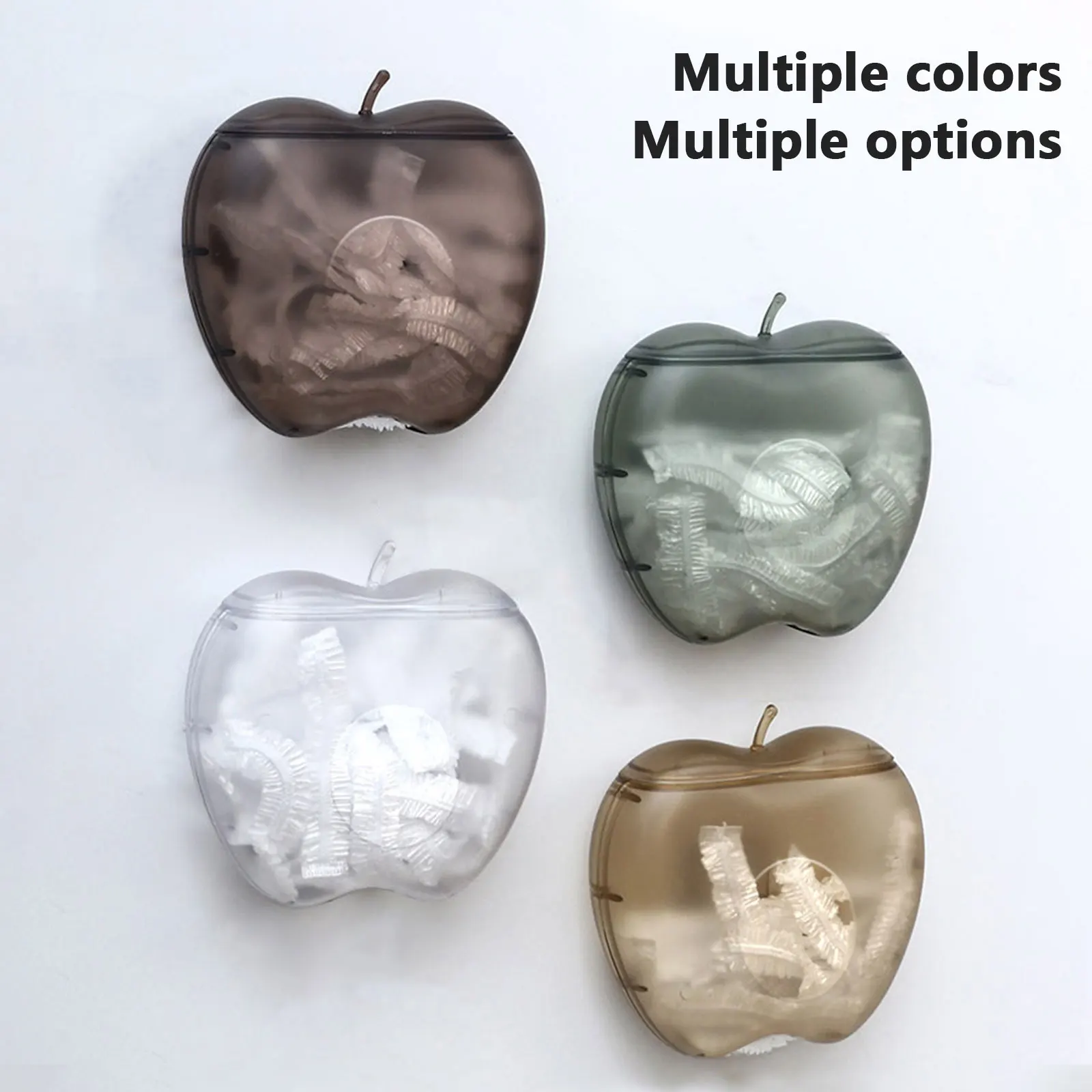 Wall-mounted Cling Film Sleeve Boxes Extractable Apple-shaped Cling Film Dispenser Punch Free Practical for Kitchen Bathroom