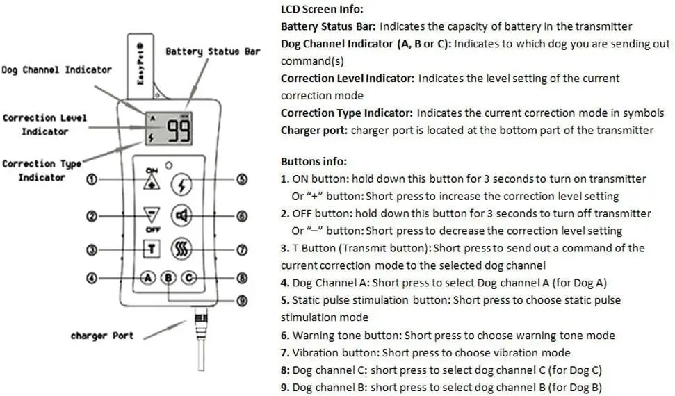 Dog Training Collar System/Rechargeable Waterproof Shock Collar for Dogs (Small, Medium and Large Dogs)