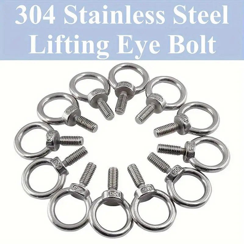 1/3/5/10pcs 304 Stainless Steel Eye Bolt M4 M5 M6 M8 Screws Cable Rope Eyebolt Hand-tightened Round Eye Bolts