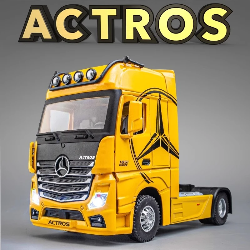 

1:36 ACTROS Trailer Truck Model Car Simulation Metal Car Model Sound Light Collection Car Toys For Children Gift