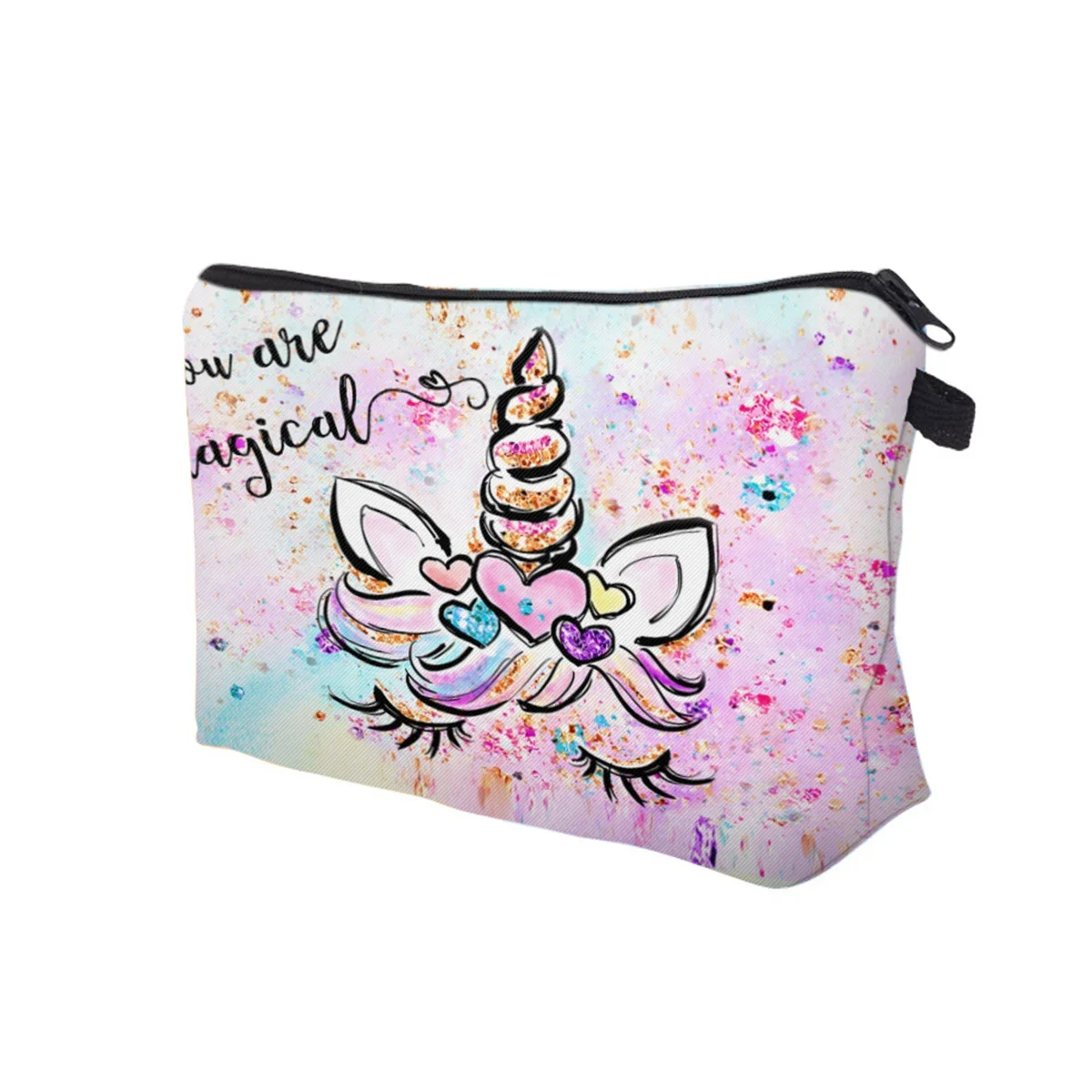 Deanfun Colorful Pretty Cosmetic Bag 3D Printed Waterproof Makeup Bag For Women with unicorn