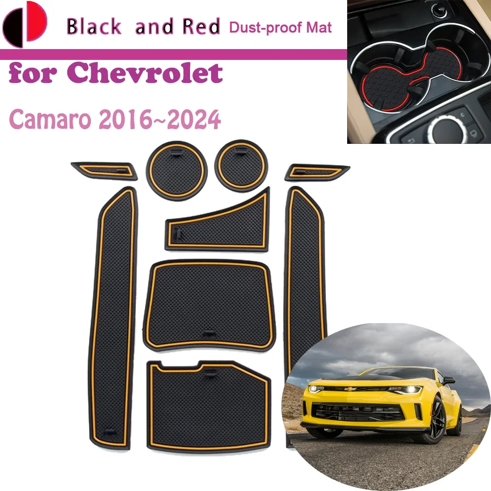 

Rubber Door Groove Mat for Chevrolet Camaro 2016~2024 2017 2018 2019 Cushion Gate Storage Slot Coaster Dust-proof Car Sticke Rug