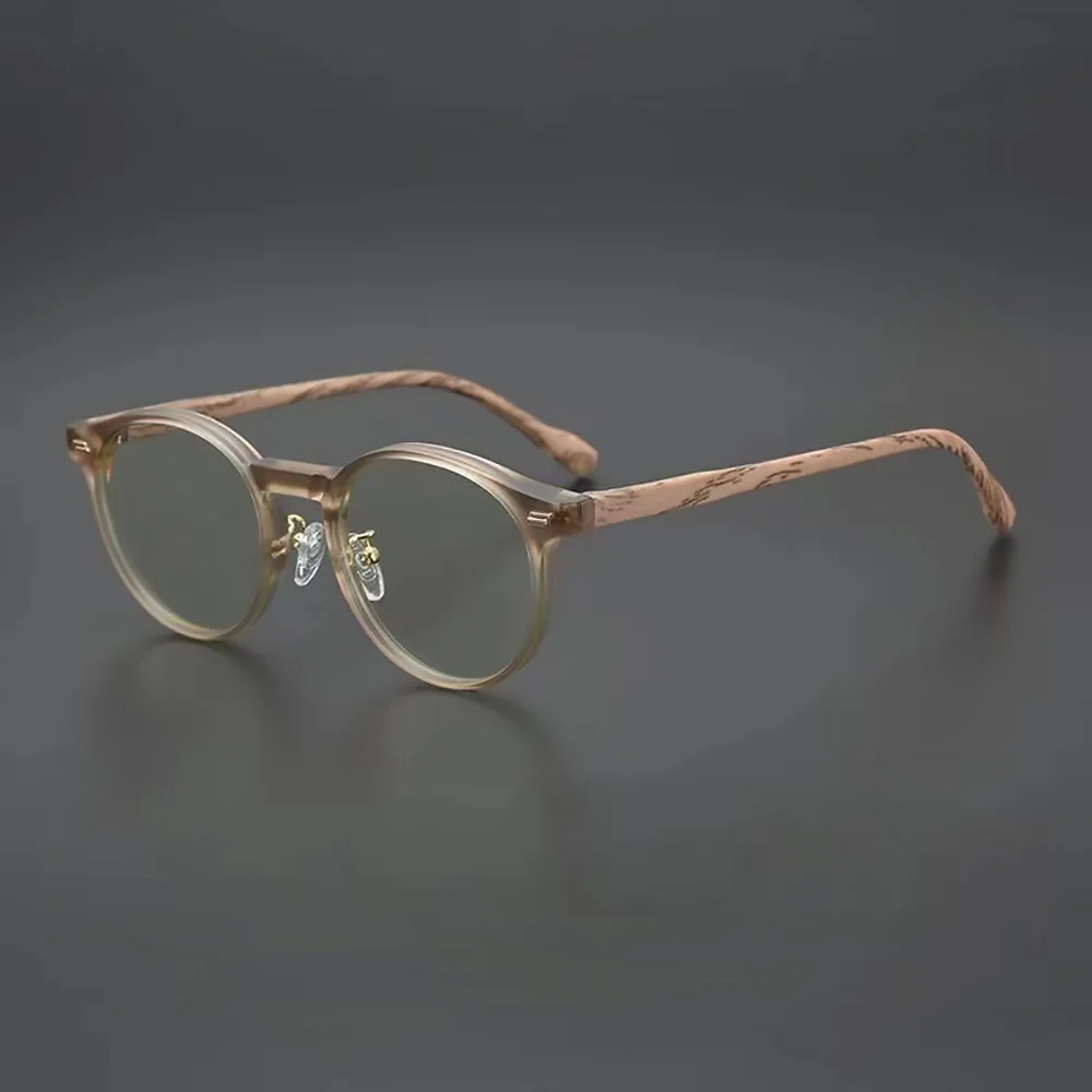 Unisex blaues Licht blockierende Computer brille Männer Frauen Mode runden Rahmen Holzmaserung Vintage Brillen Anti-Brillen Brillen