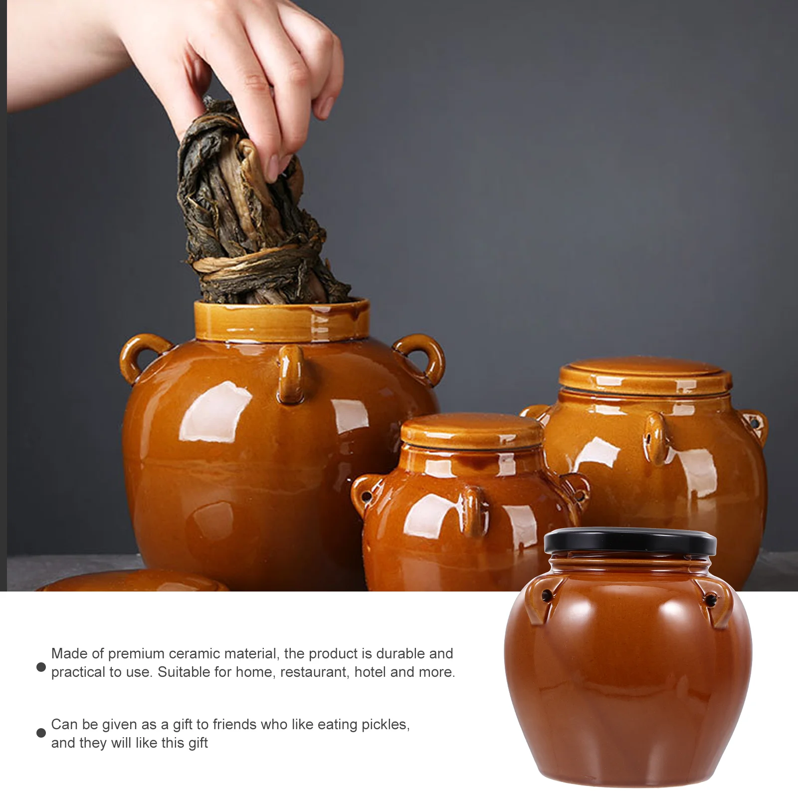 Kimchi Altar Crock Jar Food Container Containers Pot Fermenting Traditional Pickles Ceramic Canister Vintage