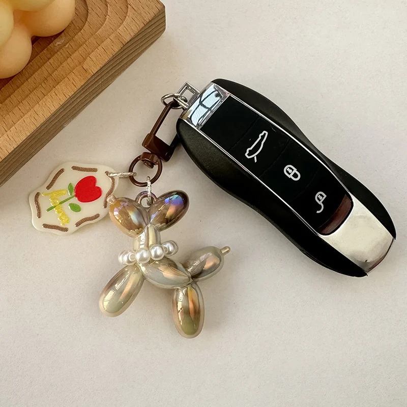 

Flower Balloon Dog Keychain Pearl Balloon Dog Keychain,Cute Key Chain Bag Handbag Backpack Purse Aesthetic Charms Accessories