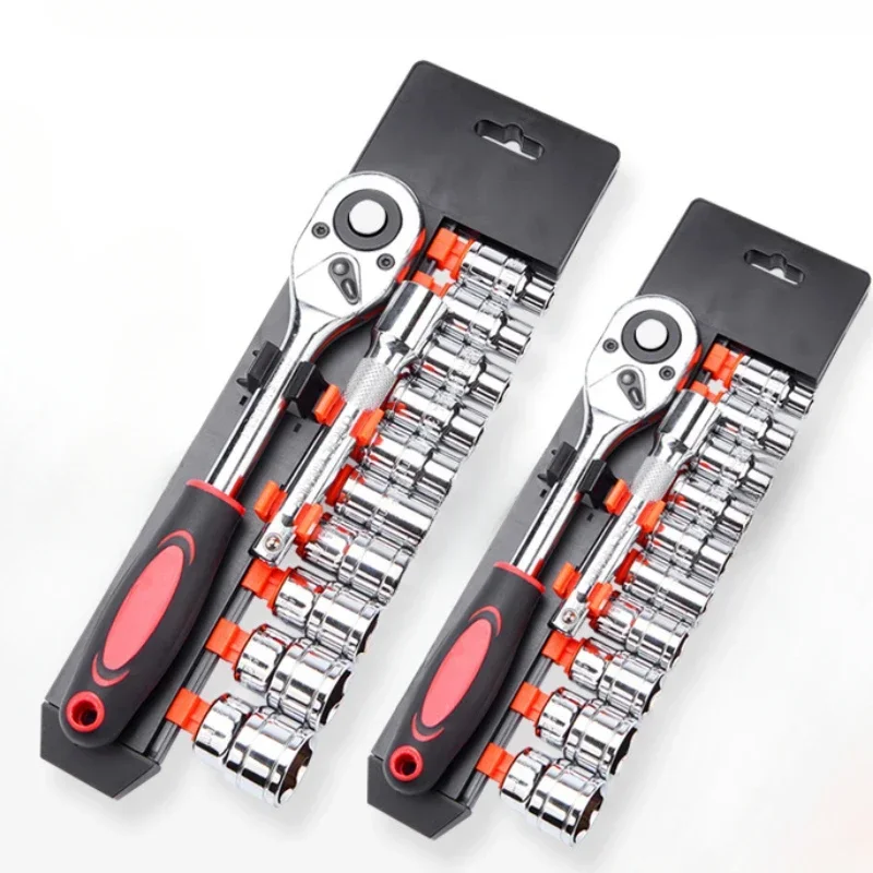 12Pcs Socket Wrench Set 1/4 3/8 1/2 Extension Rod Multi-function Ratchet Spanner Set Car Boat Motorcycle Repair Hand Tools Set