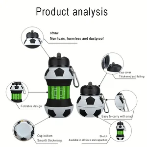 Kinder, die Outdoor Sport Basketball Wasser/Fußballflasche falten, tragbare Leckage Schüler Kinder Kinder Wasserflasche können Rucksack hängen 12 Hauptverkaufswasserflaschenjunge - №9