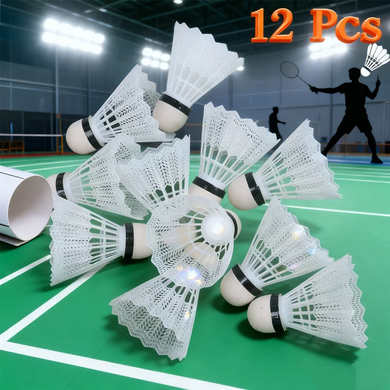

Прочные тренировочные мячи для бадминтона, 12 шт., белые пластиковые воланы для спортивной практики, качественные без перьев воланы