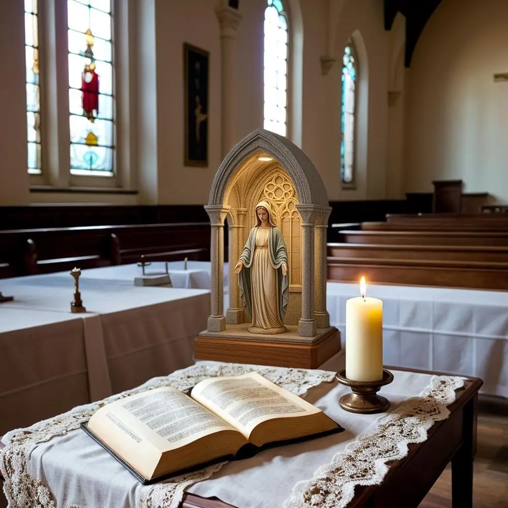 مريم العذراء الراتنج زخرفة الصمام ضوء ماري الكاثوليكية مريم آخر الأم مريم تمثال الفن مريم الديكور