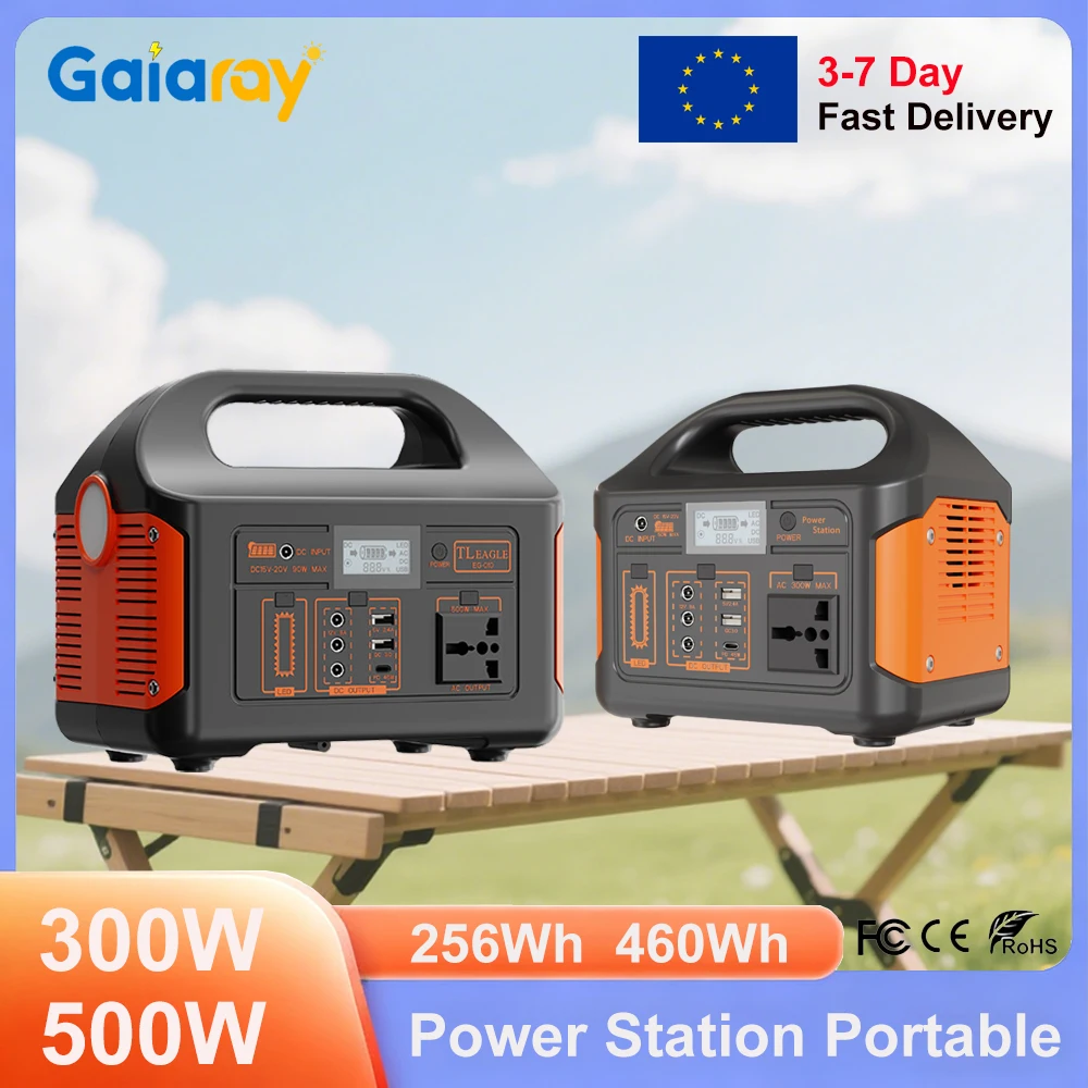 Gaiaray 500W 300W Estación de energía portátil Generador solar LiFePO4 Estación de carga Planta de energía de emergencia UPS para acampar al aire libre