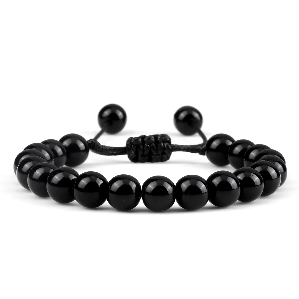 Adjustable Couples Bracelets with Black & White Beads