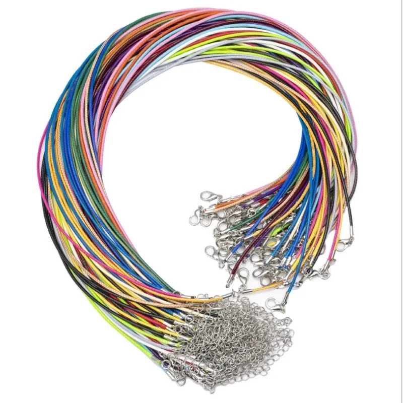 Cuerda trenzada ajustable para fabricación de joyas, collar de cordón de cuero de 1,5/2mm, accesorios de pulsera DIY con cierre, lote de 10 unidades