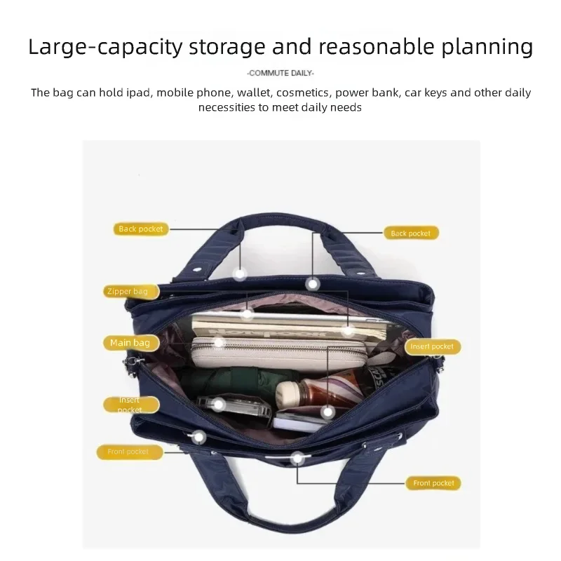 FOUVOR Casual Tote Bag 2025 Water-repellent Nylon Fabric Multi-pockets Large-capacity Handbag Women's Shoulder Sling Bag 7222