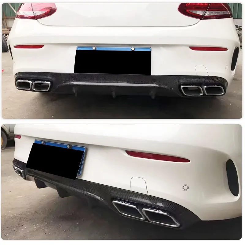 Carbon Fiber Rear Bumper Diffuser for Mercedes Benz C Class W205 C205 C63 AMG Coupe 2-Door 2015-2017 Racing Rear Lip Body Kit