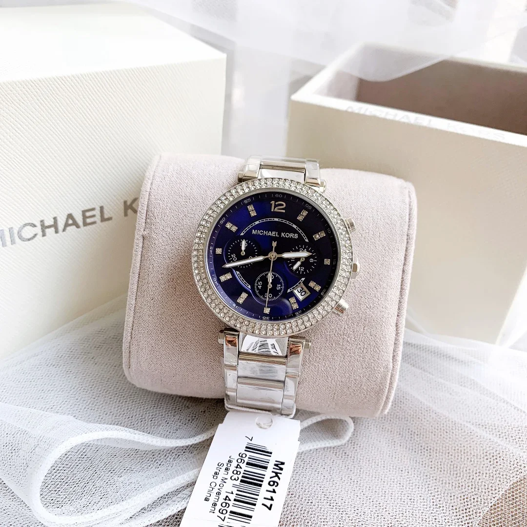 Michael Kors Luxury Design Women Watch Parker MK-6117 Diamond Quartz Watch Waterproof Chronograph Watches Boxed Exquisite Gift