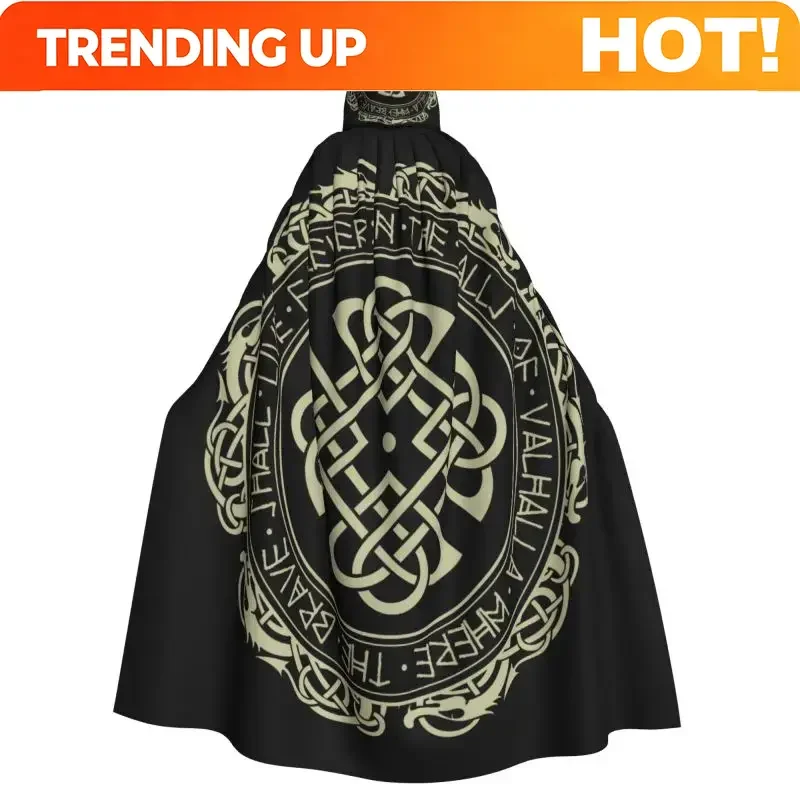 Customization Viking Nordic Celtic Symbol Hooded Cloak Unisex Polyester Hood Cloak Witch Costume Cosplay Cape
