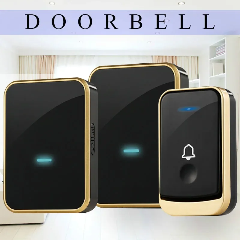 Wireless Doorbell Waterproof Smart Door Bell 110V-220V 1 Button 1 2  Receiver Self Generation No Need Battery Cordless Doorbell