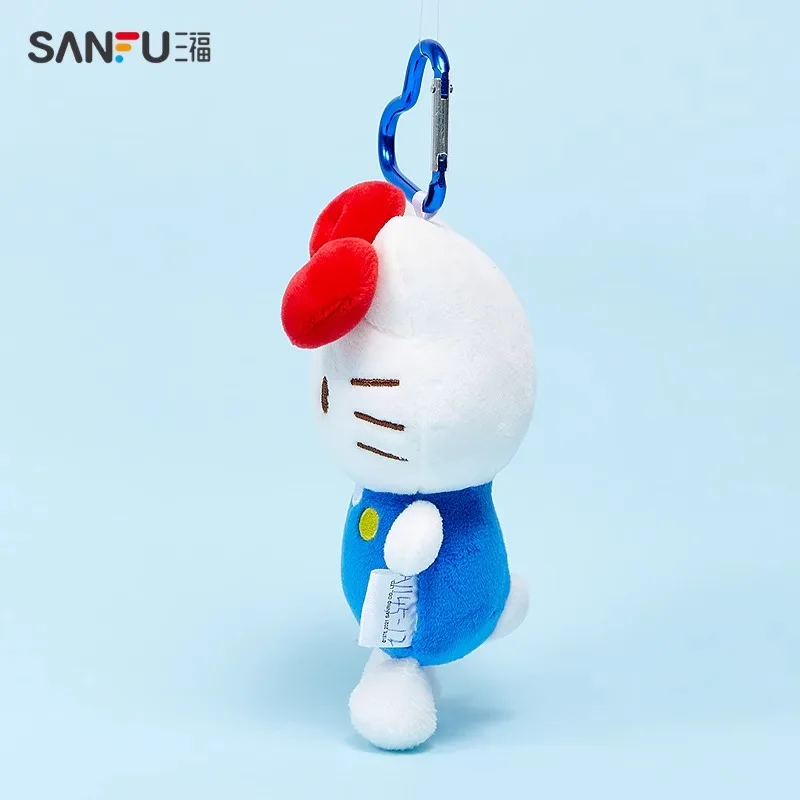 Genuine Sanrio Hello Kitty Cute Blue Keychain Car School bag Pendant Kids Plush Toys Keyring Plushier Birthday Thanksgiving Gift