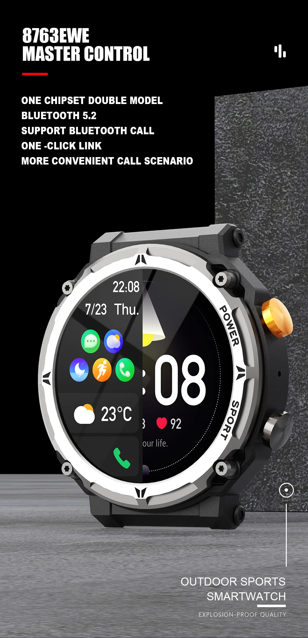 SitopWear-Smartwatch masculino, 100 modos esportivos, bateria de 7 dias, relógio inteligente tela HD, rastreador de fitness ao ar livre, monitoramento de saúde