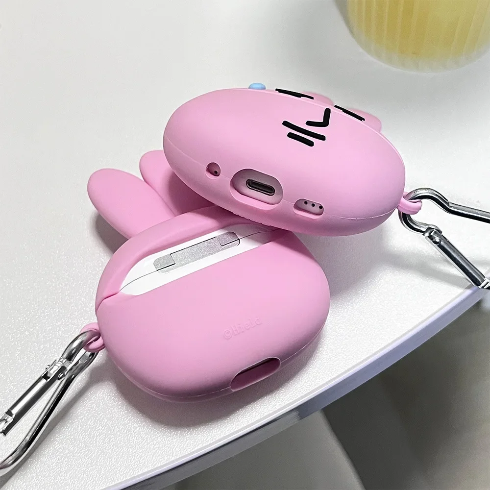 Spoof Pink Rabbit Case for AirPods 4 Airpod 1 2 3 Pro Pro2  Bluetooth Earbuds Charging Box Protective Earphone Case Cover