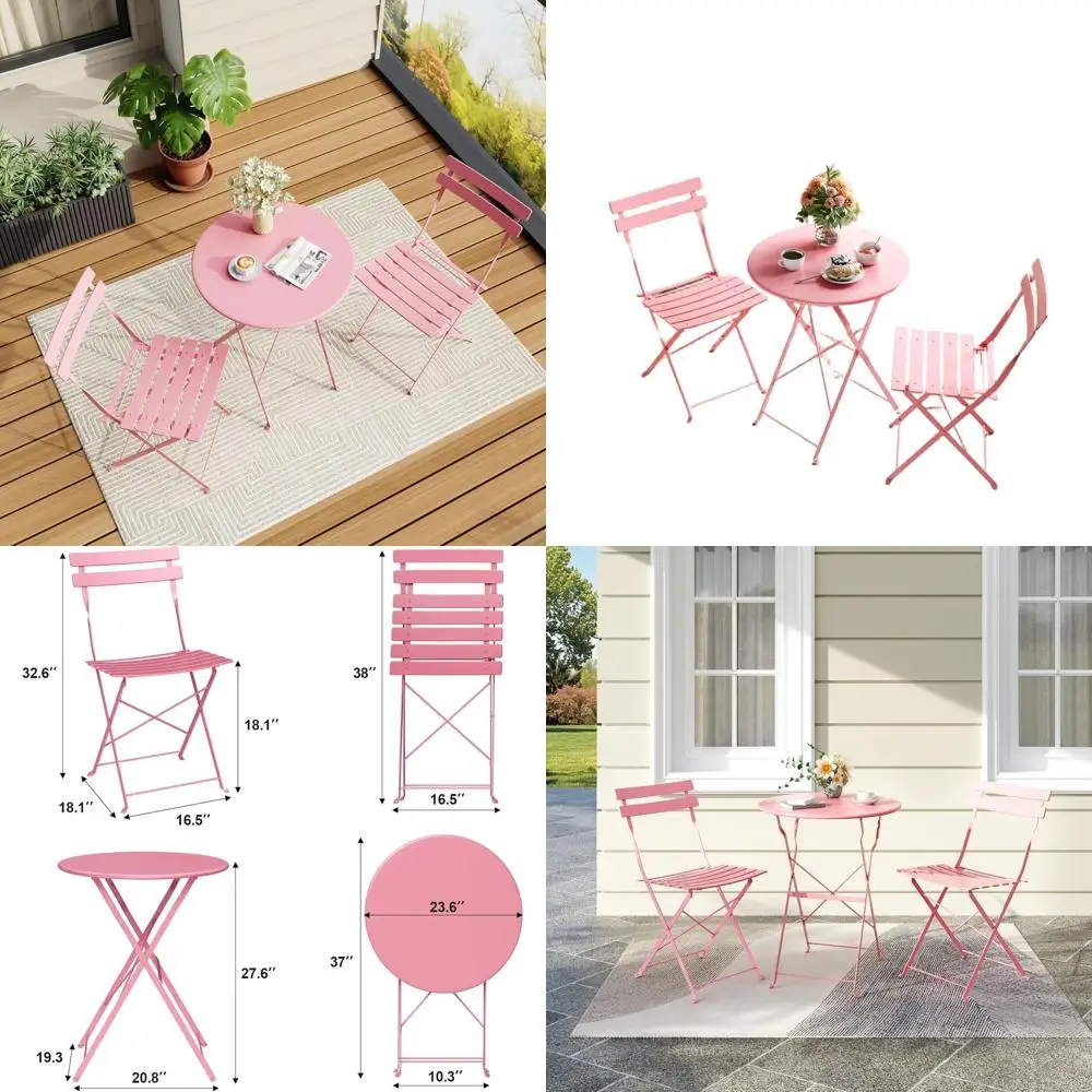 

Комплект из 2 предметов: складной набор для патио (уличный/домашний) со столом и стульями, портативные кофейные столики премиум-класса для балкона, двора, сада