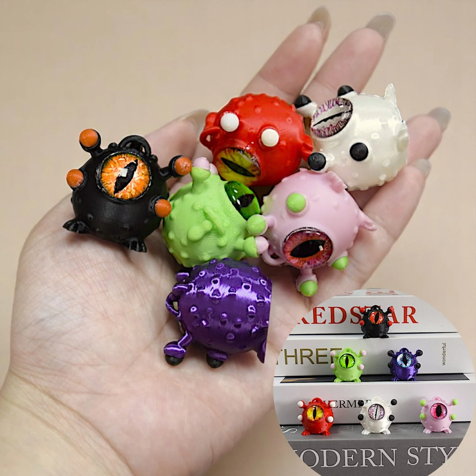 مضحك ثلاثية الأبعاد مطبوعة جديدة كبيرة العين الوحش زخرفة مقلد عيون الشر الوحش التماثيل لعبة أطفال هدية صغيرة منضدية حلية #1