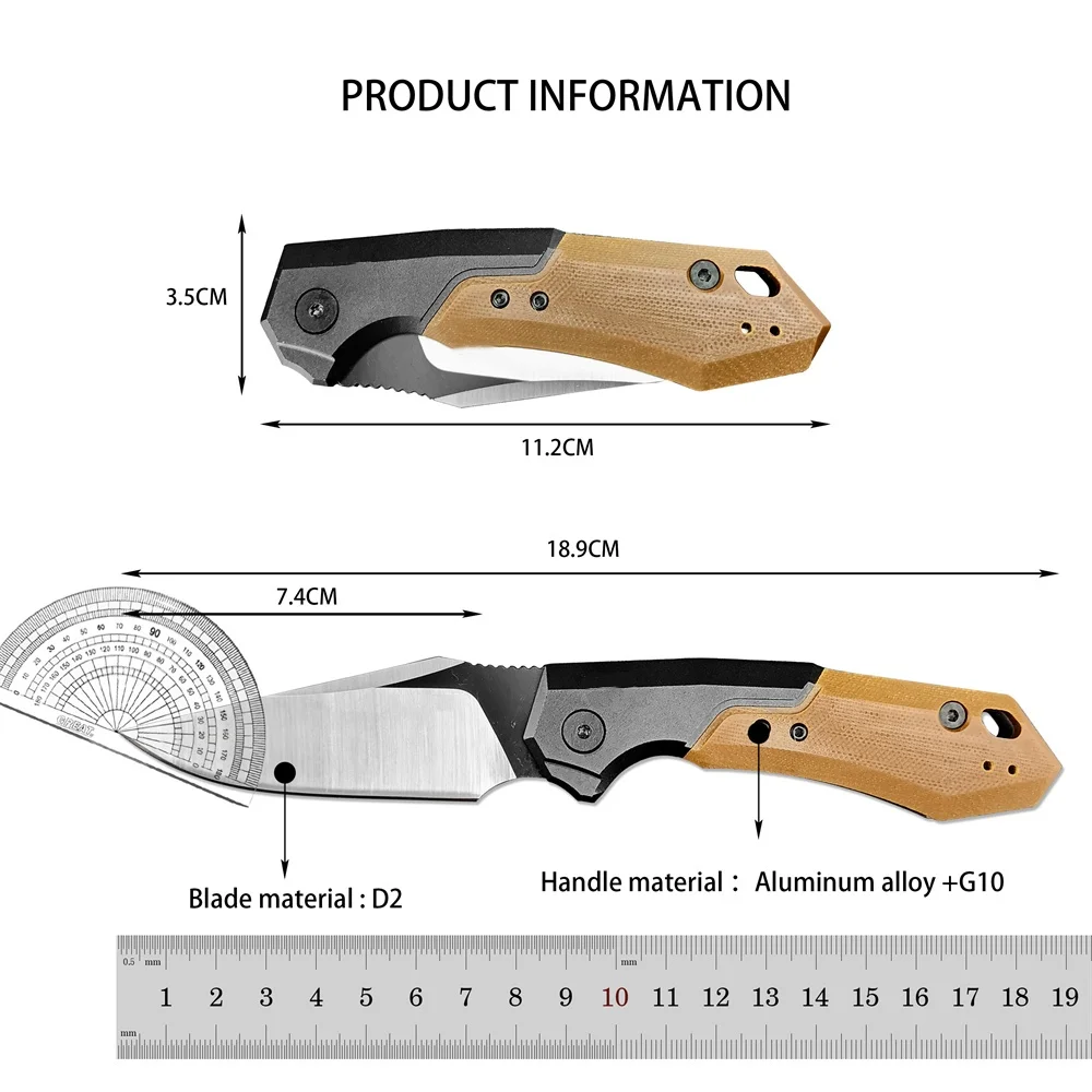 KS 7851 Launch 19 Assisted Pocket Folding Knife D2 Steel Blade Aluminum Alloy +G10 Handles Outdoor Camping Hunting EDC Tool