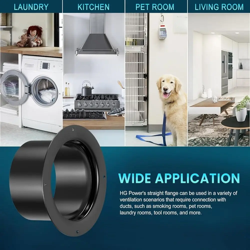 Household Accessories Round Wall Flange Connector Black Plastic Exhaust Pipe Connector Ventilation Pipe Joint Ventilation Pipe