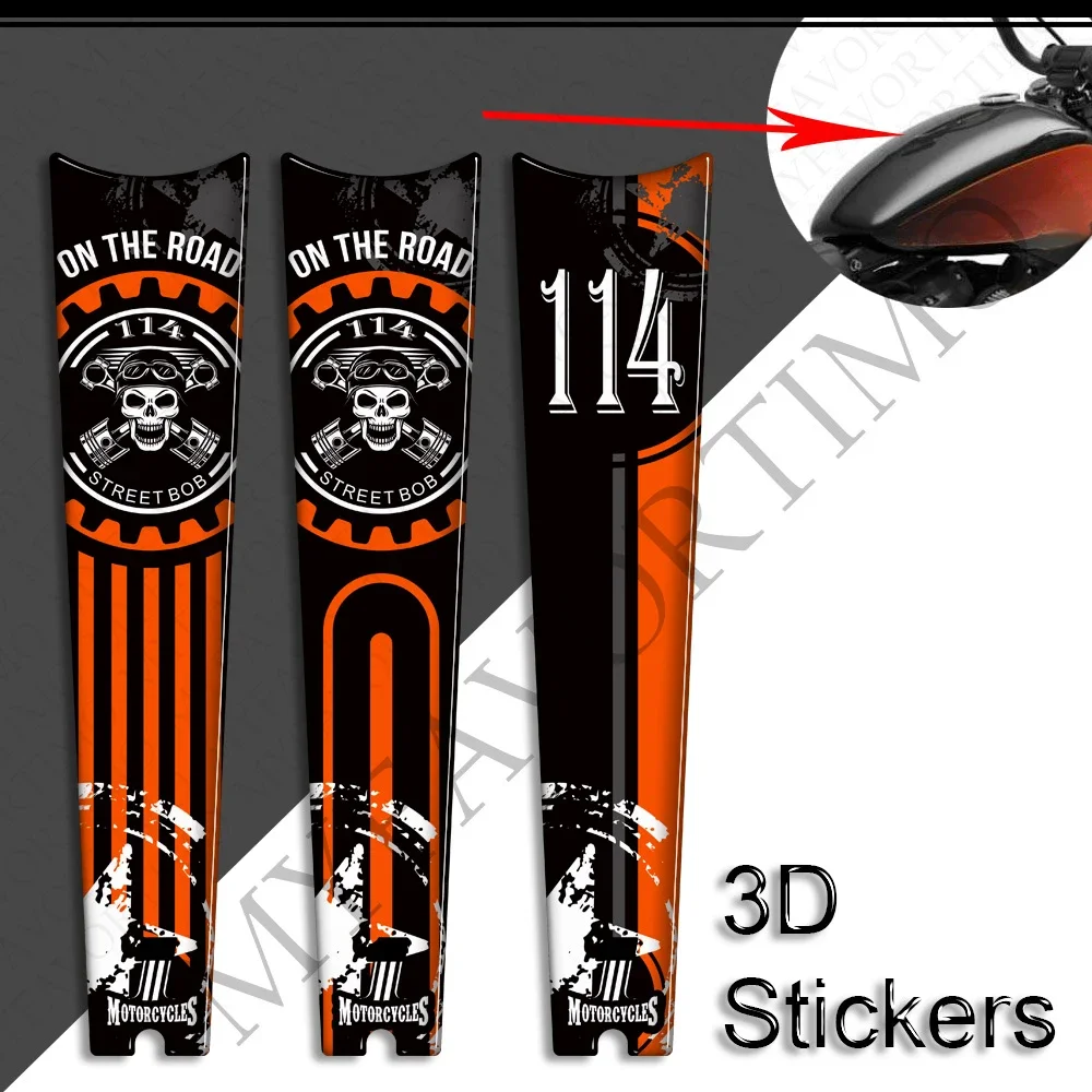 

Fit Harley Davidson Street Bob 114 Stickers Decals Protector Knee Side Grips Gas Fuel Oil Kit Tank Pad