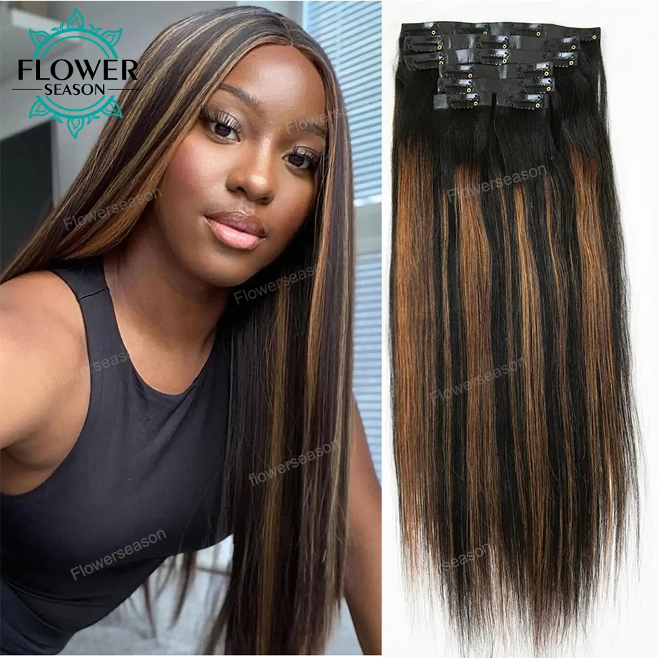 highlight-ombre-color-seamless-clip-ins-hair-extensions-7pcs-skin-weft-pu-clip-ins-human-hair-hairpieces-120g-set-for-women
