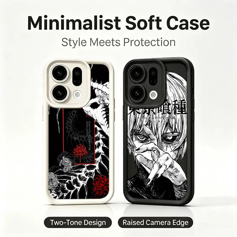 Coque de téléphone antichoc, dessin animé cool Tokyo Ghoul, pour OPPO A5 A6 A5X A6X A16 A17 A54 A57 A60 A73 A77 A79 A80 A93 F19 F21 Find X9 Pro
