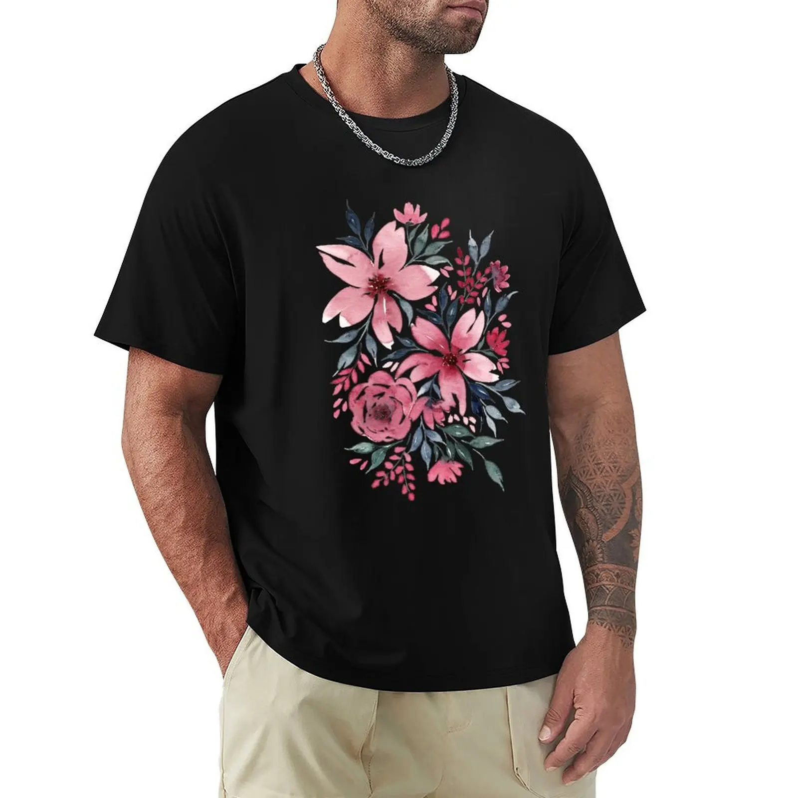 Modern Watercolor Florals No. 2 T-Shirt customs aesthetic clothes designer shirts men workout shirt