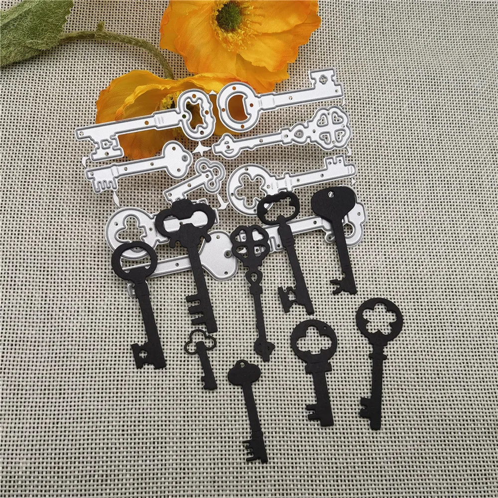 9pcs Vintage Keys Set Nice door key Cutting Metal Cutting Dies Stencils Die Cut for DIY Scrapbooking Album Paper Card Embossing