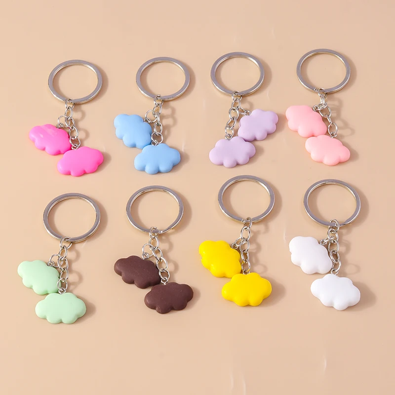 

Cute Candy Colors Clouds Charms Keychain for Women Men Car Key Handbag Pendants Keyrings Accessories DIY Jewelry Gifts