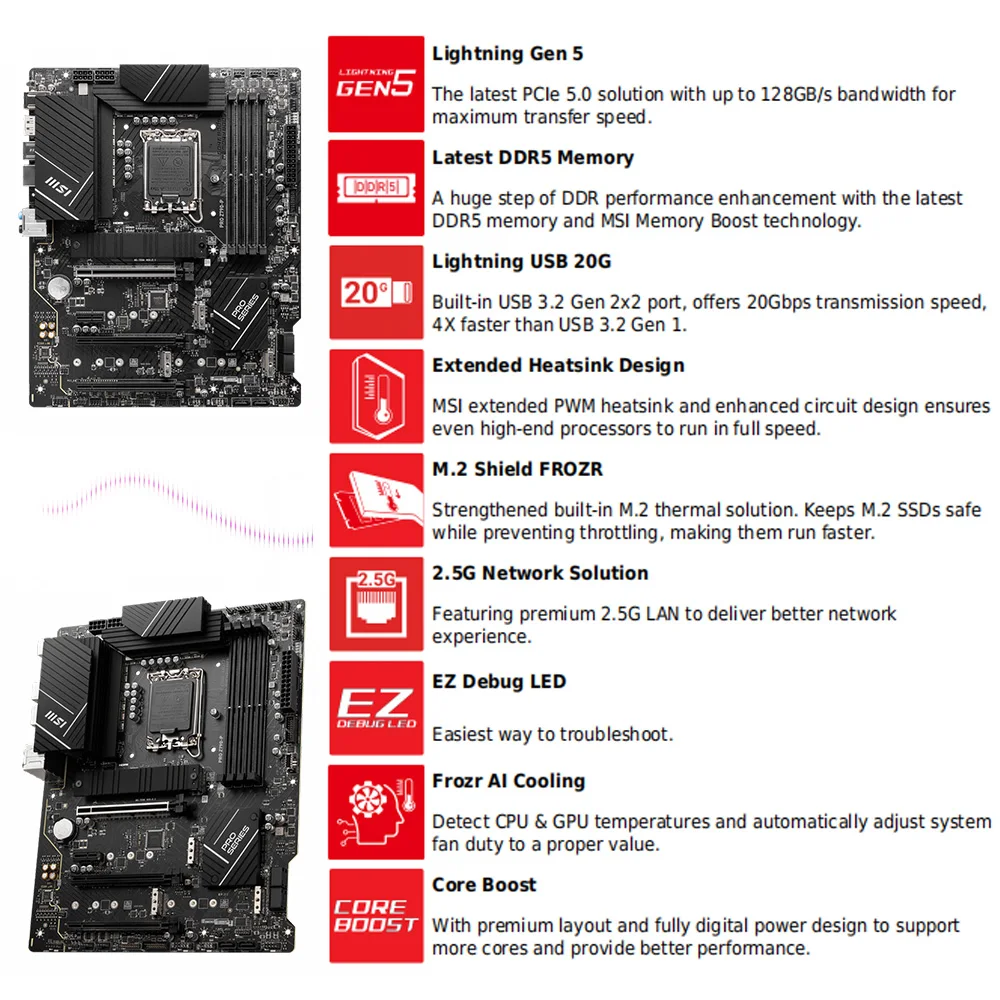 Msi pro Z790-P lga 1700 placa-mãe z790 intel computador gaming desktop mainboard 128gb ddr5 para intel 13th gen i5 i7 i9 cpu novo Placas-mãe de jogos para PC originais suportam processadores Intel Core de 13ª geração