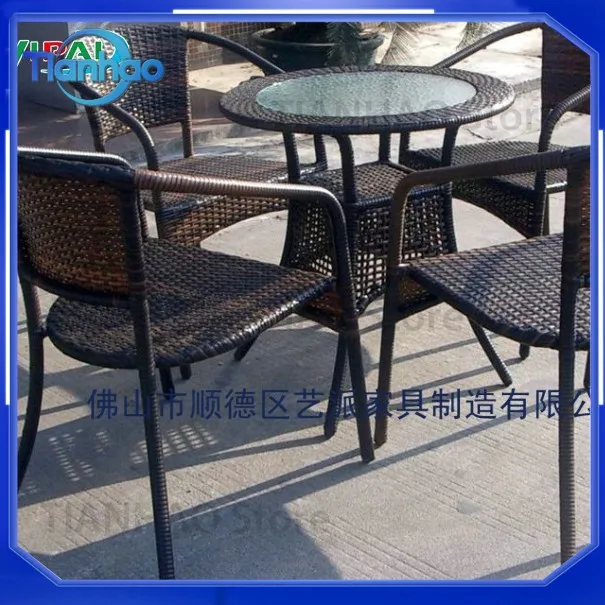 Wicker Outdoor Dining Set for Garden Patio Hotel 5-Piece Rattan Table and Chairs Furniture Set