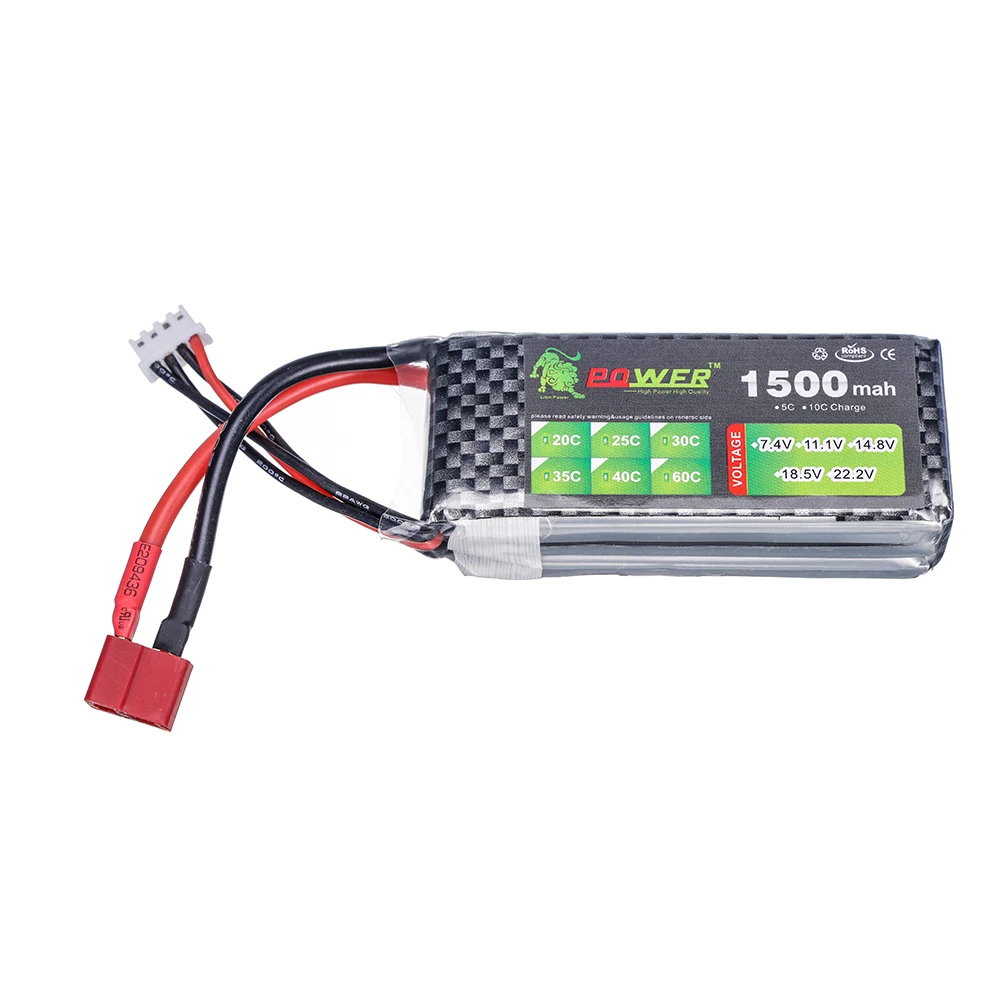 1PCS 11.1V 1500mah 40C Lithium-polymer Battery T JST XT30 XT60 Connector 3S For Off-road Racing Vehicles, Aircraft Quadcopters