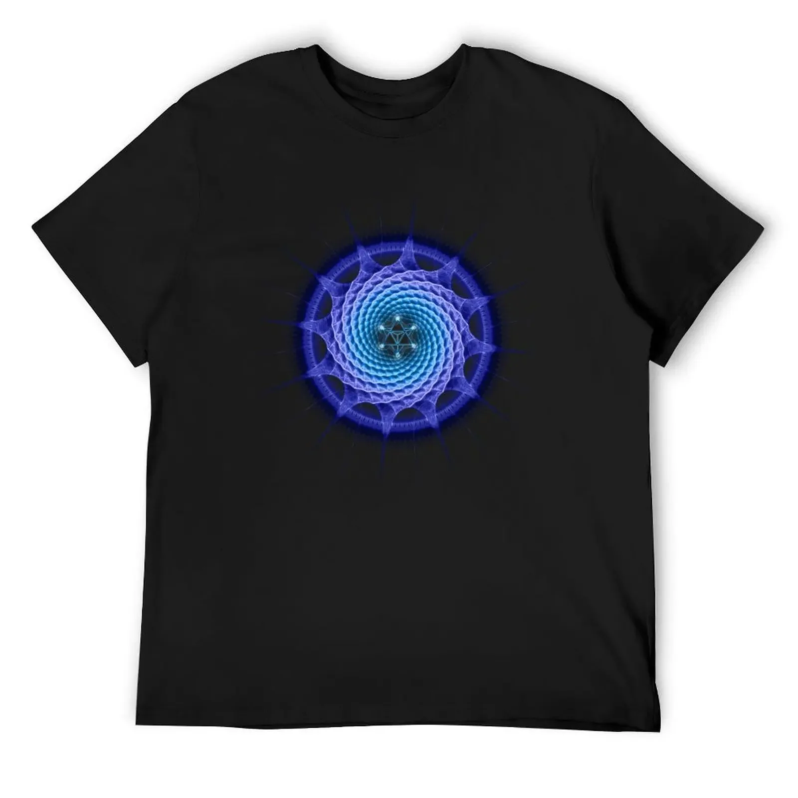 

Merkaba Spiral Mandala Blue ( Fractal Geometry ) T-Shirt street wear essential t shirt summer tops mens cotton t shirts