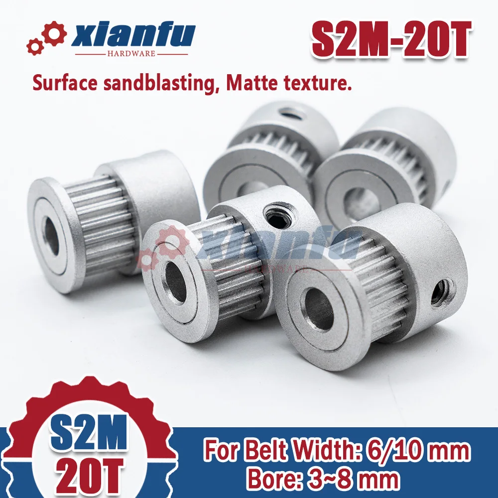 

S2M 20T Timing Belt Pulley Synchronous wheel Bore 3/3.17/4/5/6/6.35/8mm For 2M Width 6/10mm S2M-20T 20Teeth Pitch 2mm Sprockets