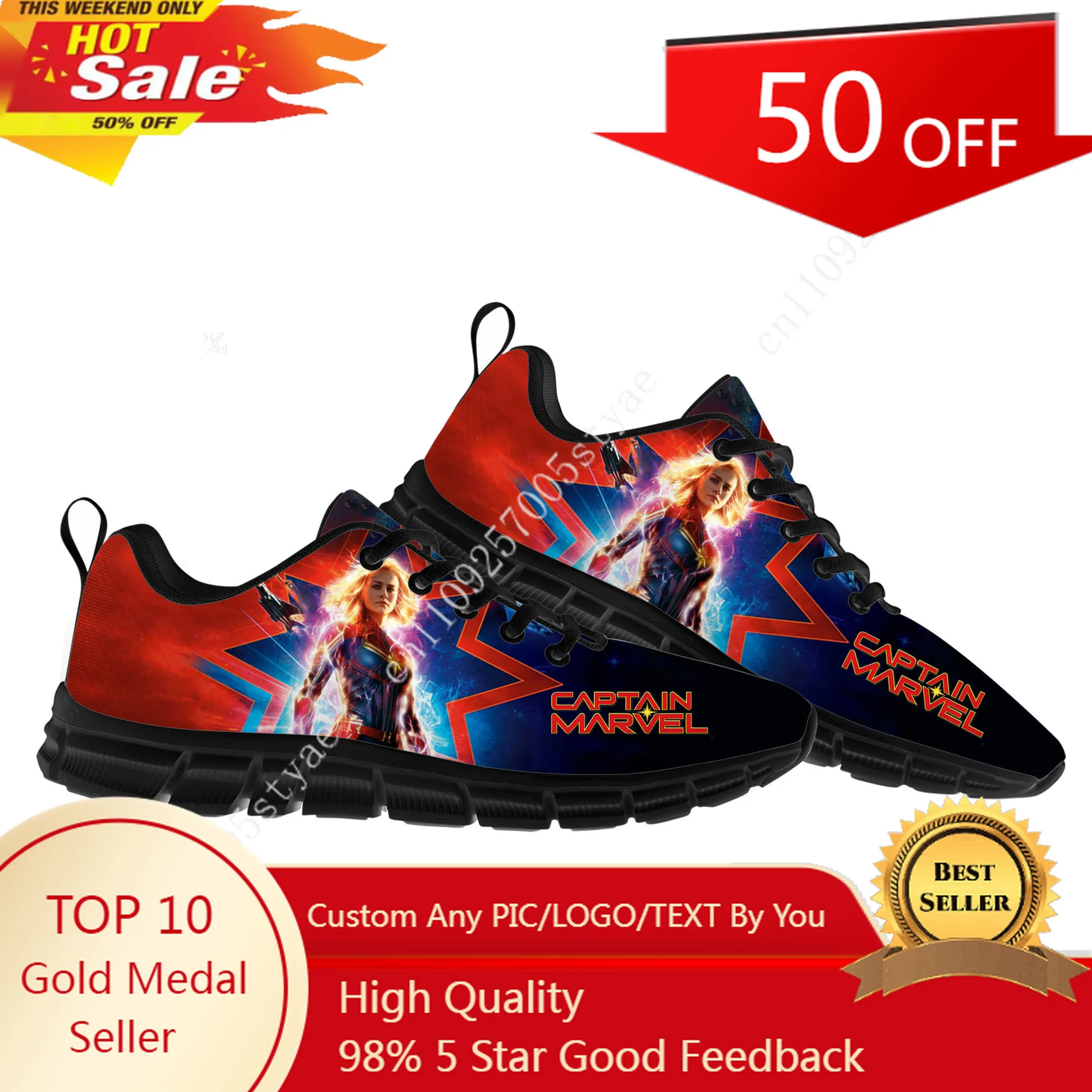 

Спортивная обувь Marvel Captain Marvel Avengers, мужская и женская повседневная легкая обувь для бега