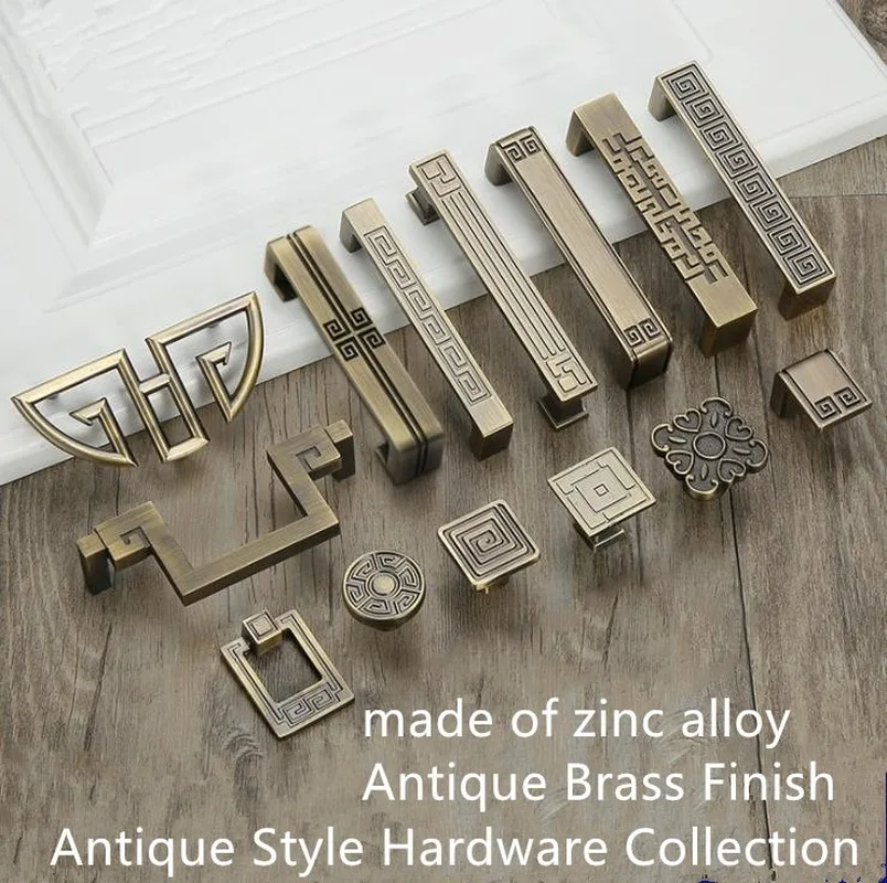 Vintage Chinese style Antique Brass Hardware European Style Garden Cabinet handle Cabinet Knob Door Pull Drawer Hardware