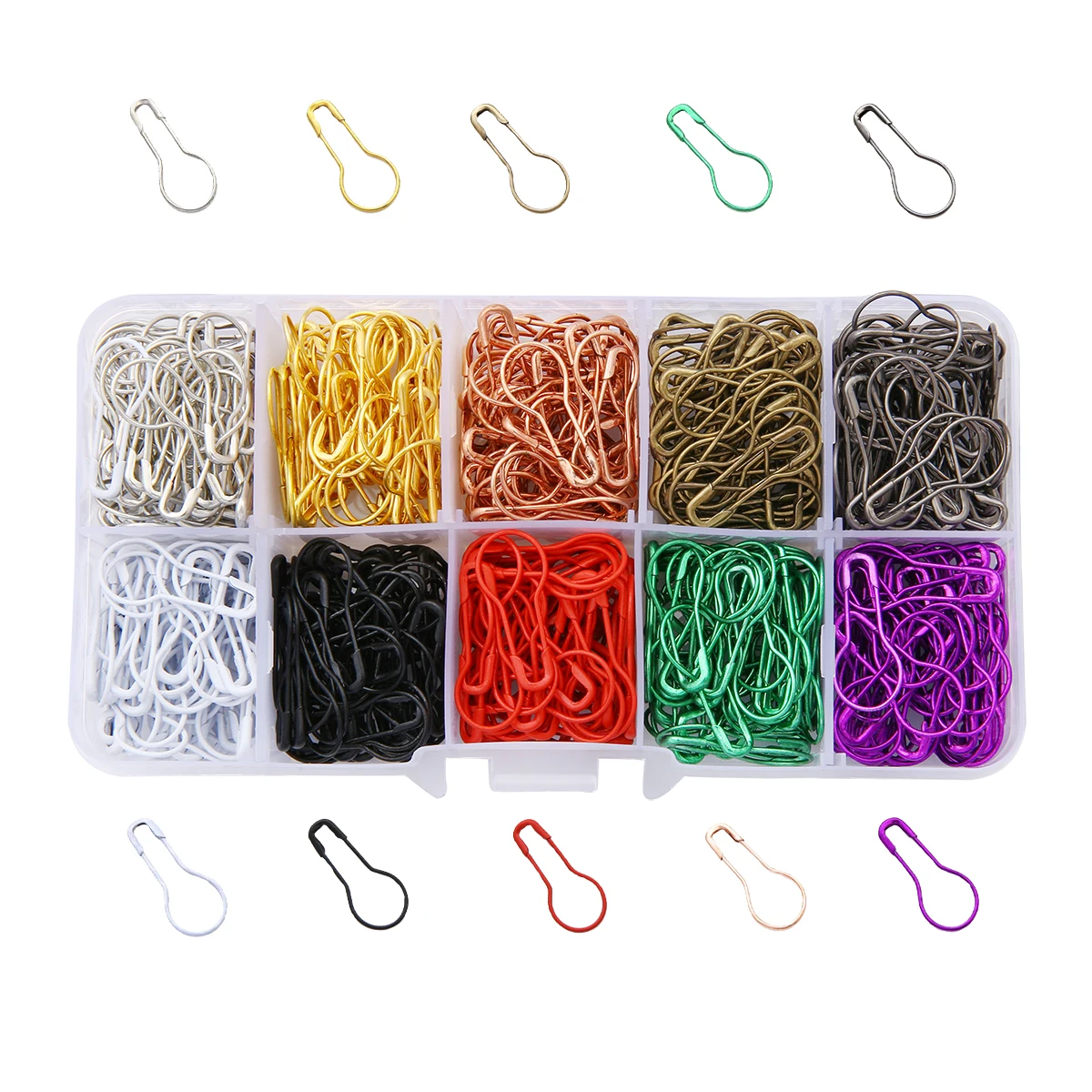 300Pcs/Box 10 Colors Metal Safety Gourd Pins Pear Pins For Knitting Stitch Markers Clothing Sewing Crafts DIY Making Accessories