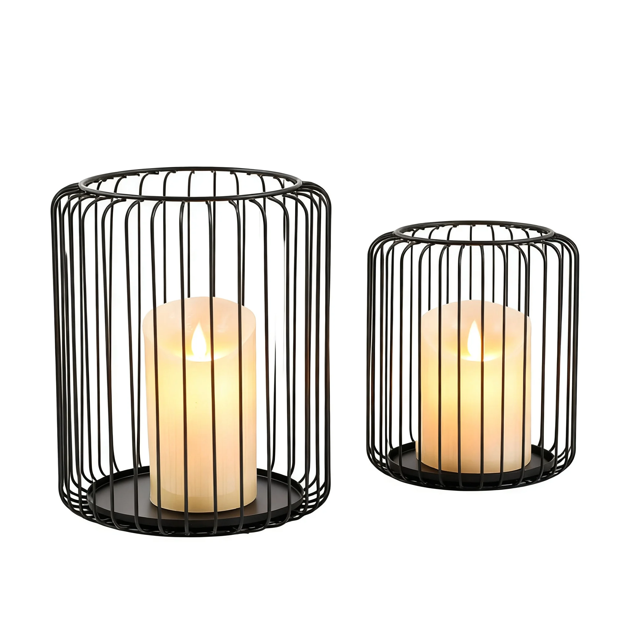 Iron Candle Holder Black Metal Candle Base New Chinese Style European Style Sturdy