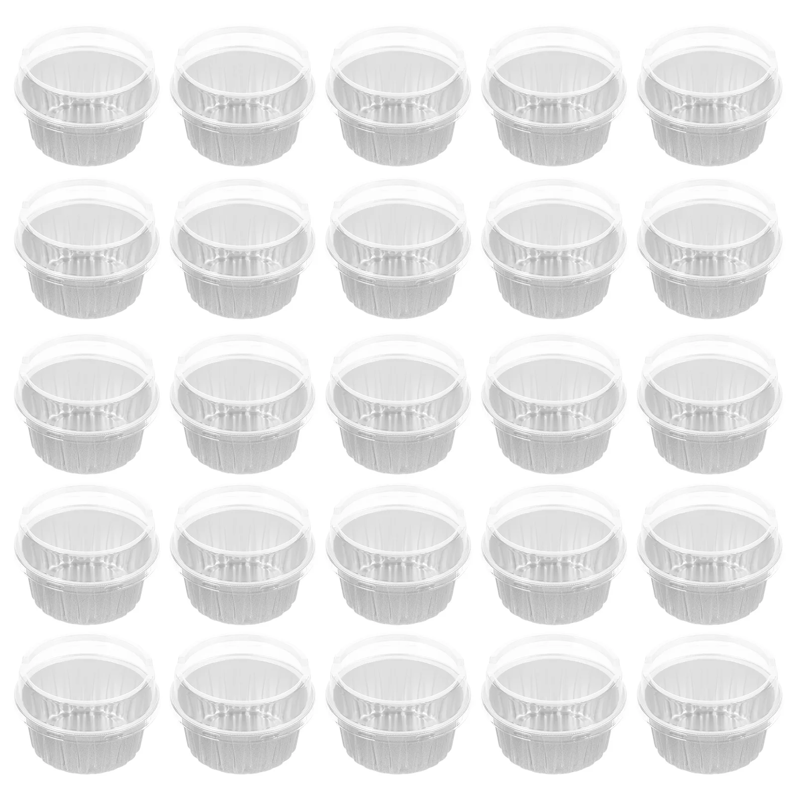 

25 Pcs Ice Cream Aluminum Foil Cup Cake Boxes for Portions Cupcakes Small Containers with Lids Dessert Carriers