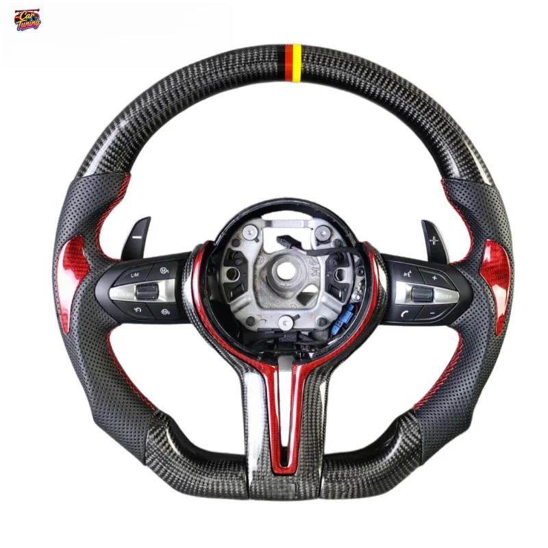 Carbon Fiber Leather D-Shaped Customizable Color Steering Wheel for F30 F32 F33 3 4 Series Flat Bottom Sport