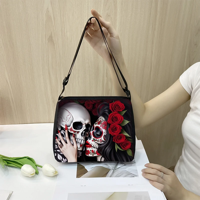 Fantasy Witch Black Cat Shoulder Bag Gothic Angel Death Skull Women Handbags for Travel Phone Purse Holder Harajuku Shopper Bags