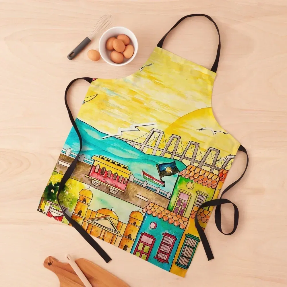 

Maracaibo Illustration Apron Kitchen For Man for women with pocket japanese style christmas 2025 Apron