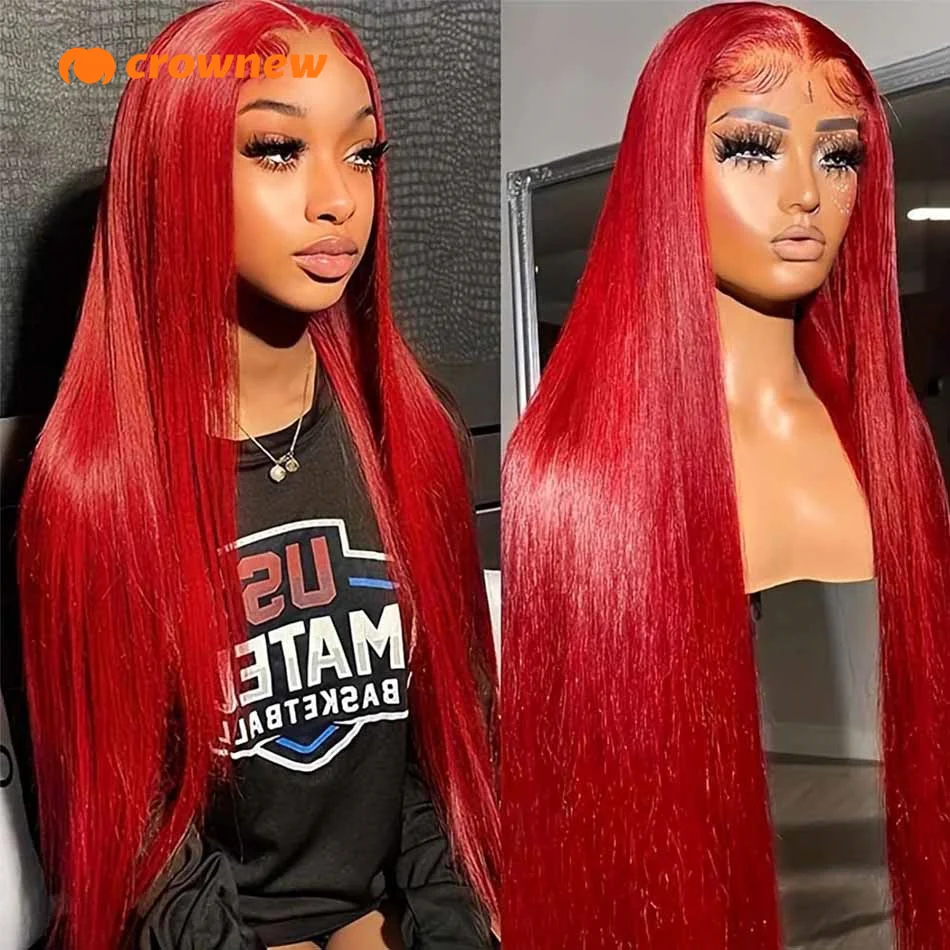 

Red Human Hair Wig Straight Frontal Wig Human Hair 13X4 Hd Lace Frontal Wig Human Hair Pre Plucked Colored Cheap Wigs Huamn Hair